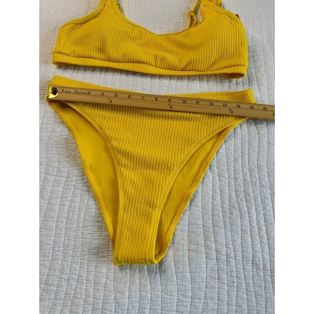 KIZPEIWR Two Piece Bikini Swim Suit SZ XXL High Cut Yellow NEW - Picture 11 of 12